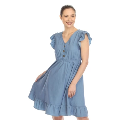 Women's Ruffle Sleeve Knee-Length Dress - Image 5