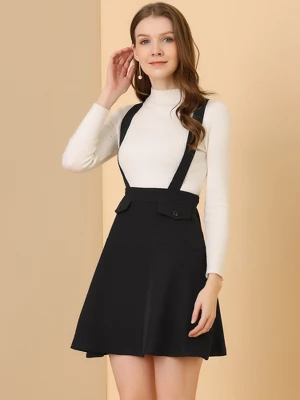 Allegra K Women's Pinafore Flared Skater Suspender Overall Skirts - Image 3