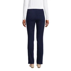 Lands' End Women's Starfish Mid Rise Pull On Knit Denim Straight Jeans
