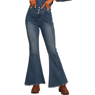 Allegra K Women's Bell Bottom High Rised Classic Flared Denim Pants - Image 6
