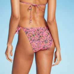 Women's Side-Tie Cheeky Bikini Bottom - Wild Fable⢠Pink Floral Print