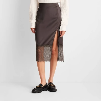 Women's Lace Midi Slip Skirt - Future Collective™ With Reese Blutstein Dark Gray - Image 3