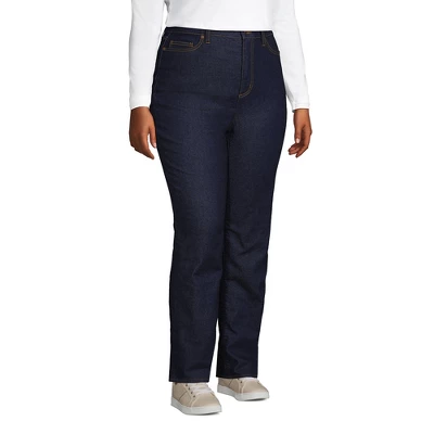 Lands' End Women's Recover High Rise Straight Leg Flannel Lined Jeans - Image 2