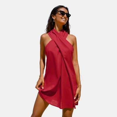 Women's Crisscross Halter Mini Dress - Cupshe - Image 4