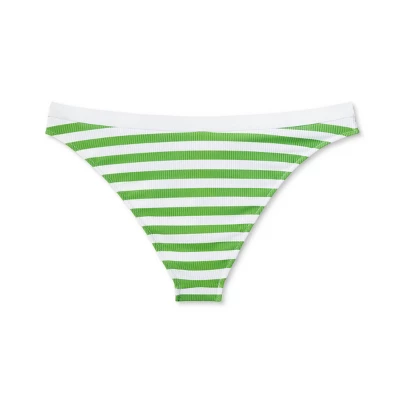 Women's Ribbed High Leg Extra Cheeky Bikini Bottom - Shade & Shore™ Green/White - Image 6