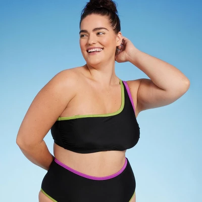 Women's Contrast Binding One Shoulder Bralette Bikini Top - Shade & Shoreâ„¢ - Image 7