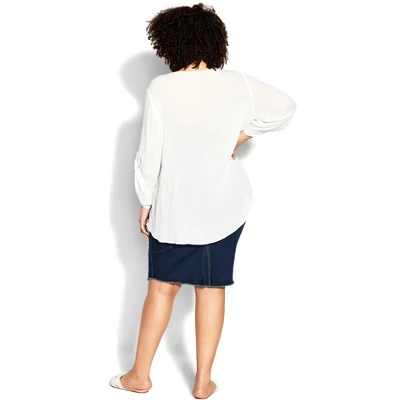 Women's Plus Size Denim Stretch Skirt - Dark Wash | AVENUE