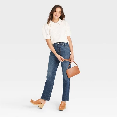 Women's High-Rise Vintage Straight Jeans - Universal Thread⢠Dark Blue - Image 2