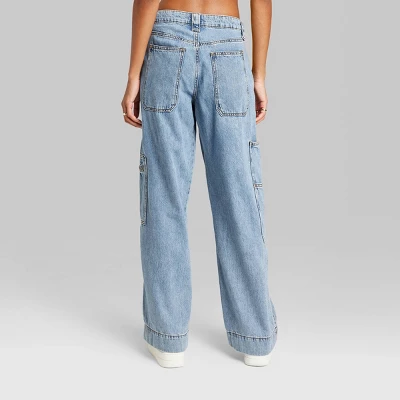 Women's High-Rise Cargo Baggy Jeans - Wild Fable⢠Medium Wash - Image 2