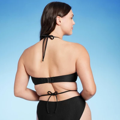 Women's Lightly Lined Ribbed Halter Bikini Top - Shade & Shore™ - Image 4