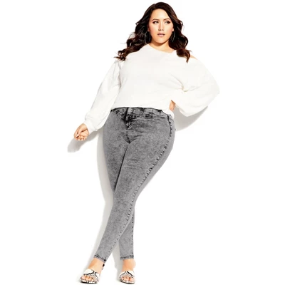 Women's Plus Size Harley Stylish Corset Skinny Jean - Acid | CITY CHIC - Image 3