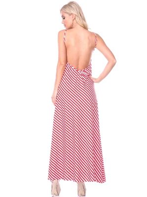 Women's Backless Striped Maxi Dress - White Mark - Image 2