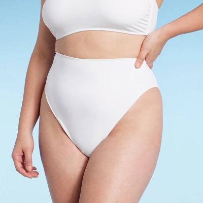 Women's High Waist Cheeky Bikini Bottom - Shade & Shore™ White - Image 3