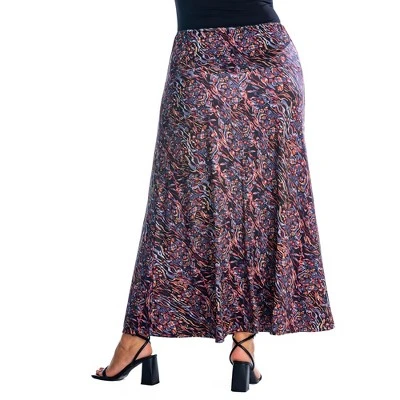 Womens Plus Size Abstract Floral A Line Maxi Skirt - Image 2